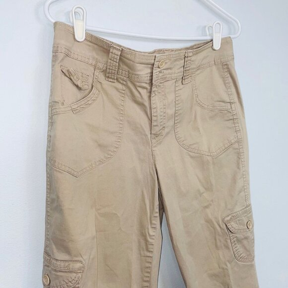 Vintage Y2K Womens 12 Capri Cargo Pants Beige Khaki Straight Leg - Picture 4 of 11